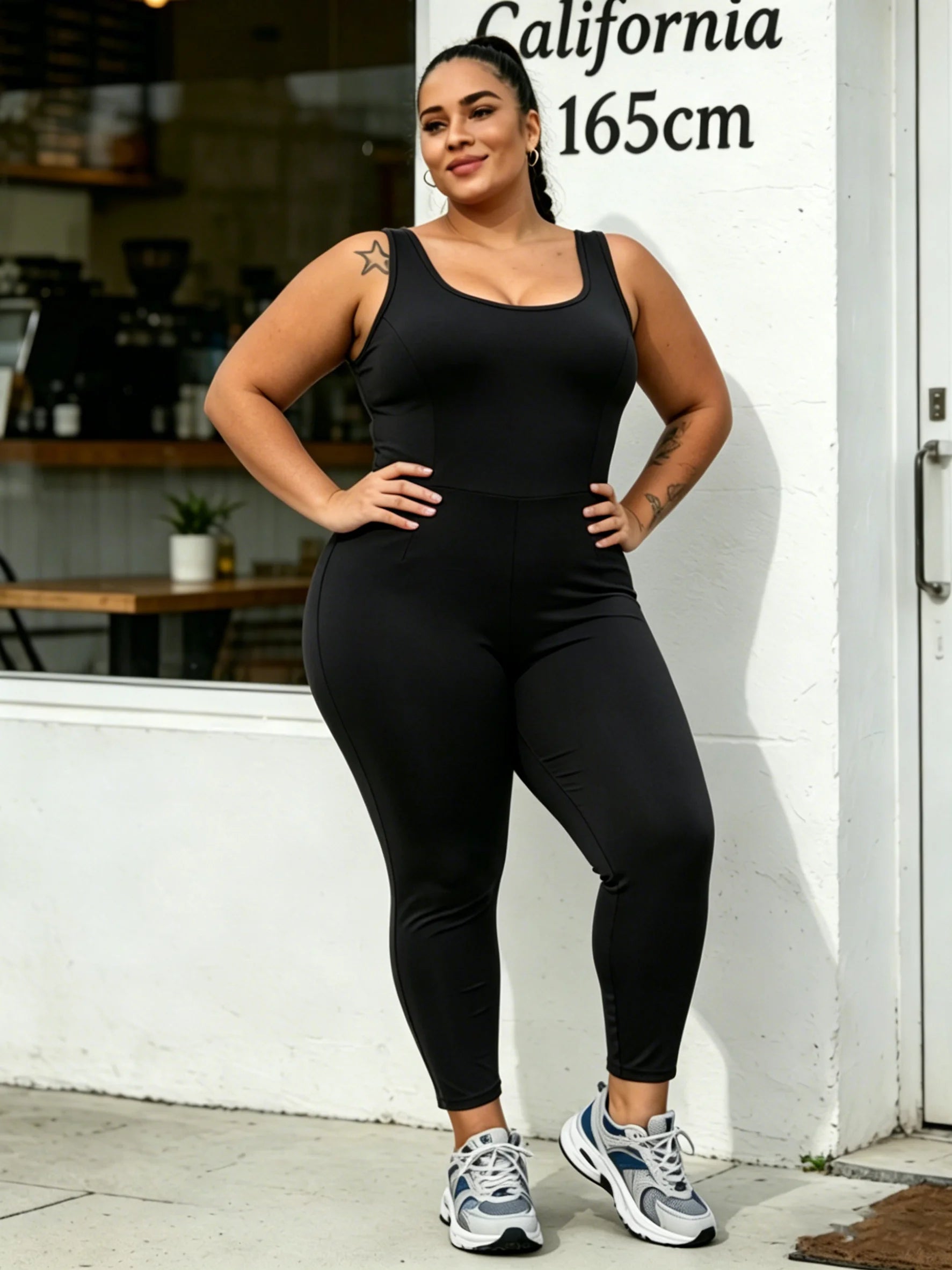 Plus Size Women Workout  Jumpsuit Yoga  Bodycon One Piece Tank Top Leggings Romper Plus Jumpsuit