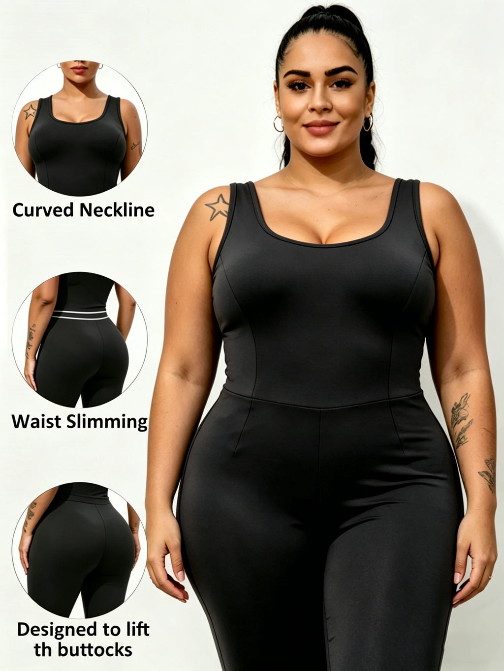 Plus Size Women Workout  Jumpsuit Yoga  Bodycon One Piece Tank Top Leggings Romper Plus Jumpsuit