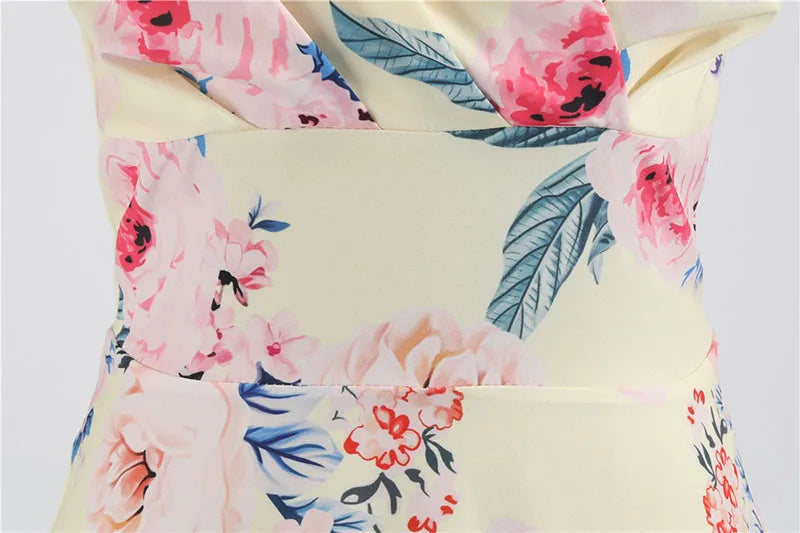 Women Summer Dress Casual Half Sleeve Elegant Vintage Office Party Floral Print Midi Sundress vestidos