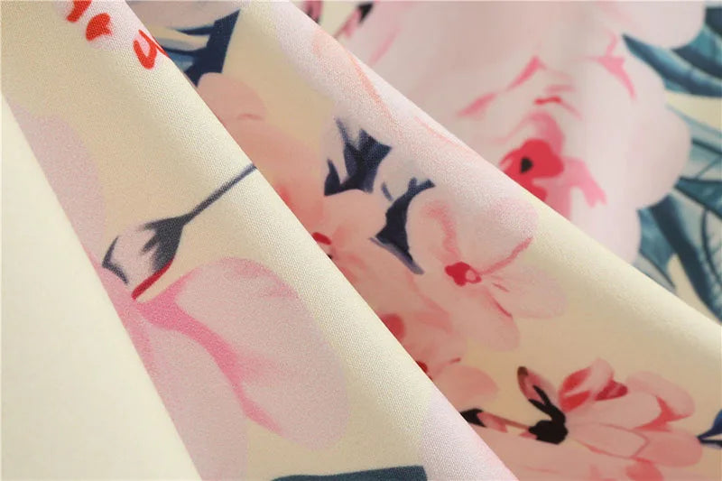 Women Summer Dress Casual Half Sleeve Elegant Vintage Office Party Floral Print Midi Sundress vestidos