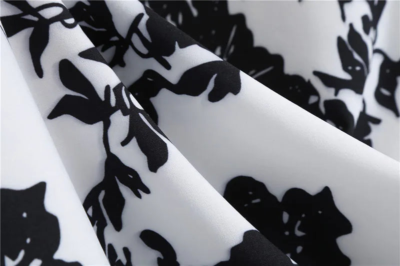 Women Summer Dress Casual Half Sleeve Elegant Vintage Office Party Floral Print Midi Sundress vestidos