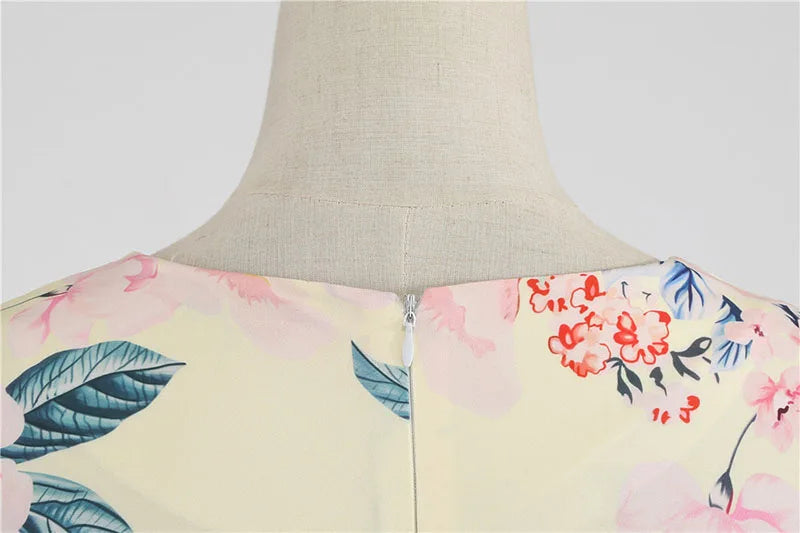 Women Summer Dress Casual Half Sleeve Elegant Vintage Office Party Floral Print Midi Sundress vestidos