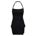 Halter neck circle open fork sexy dress summer vacation wind spice girl short skirt female show thin vacation