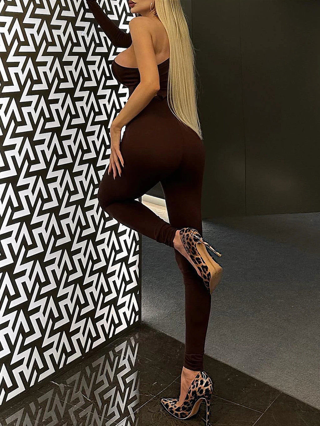 Women's Sexy Backless Tank Top Halter Sleeveless Tight Long jumpsuit