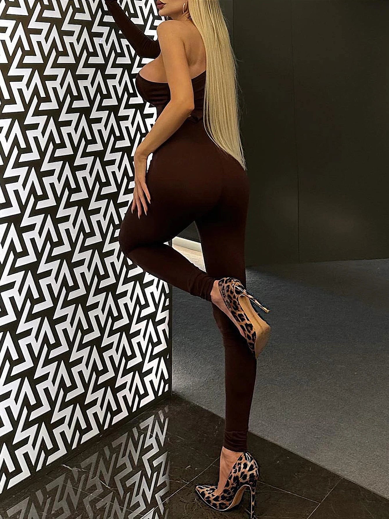 Women's Sexy Backless Tank Top Halter Sleeveless Tight Long jumpsuit