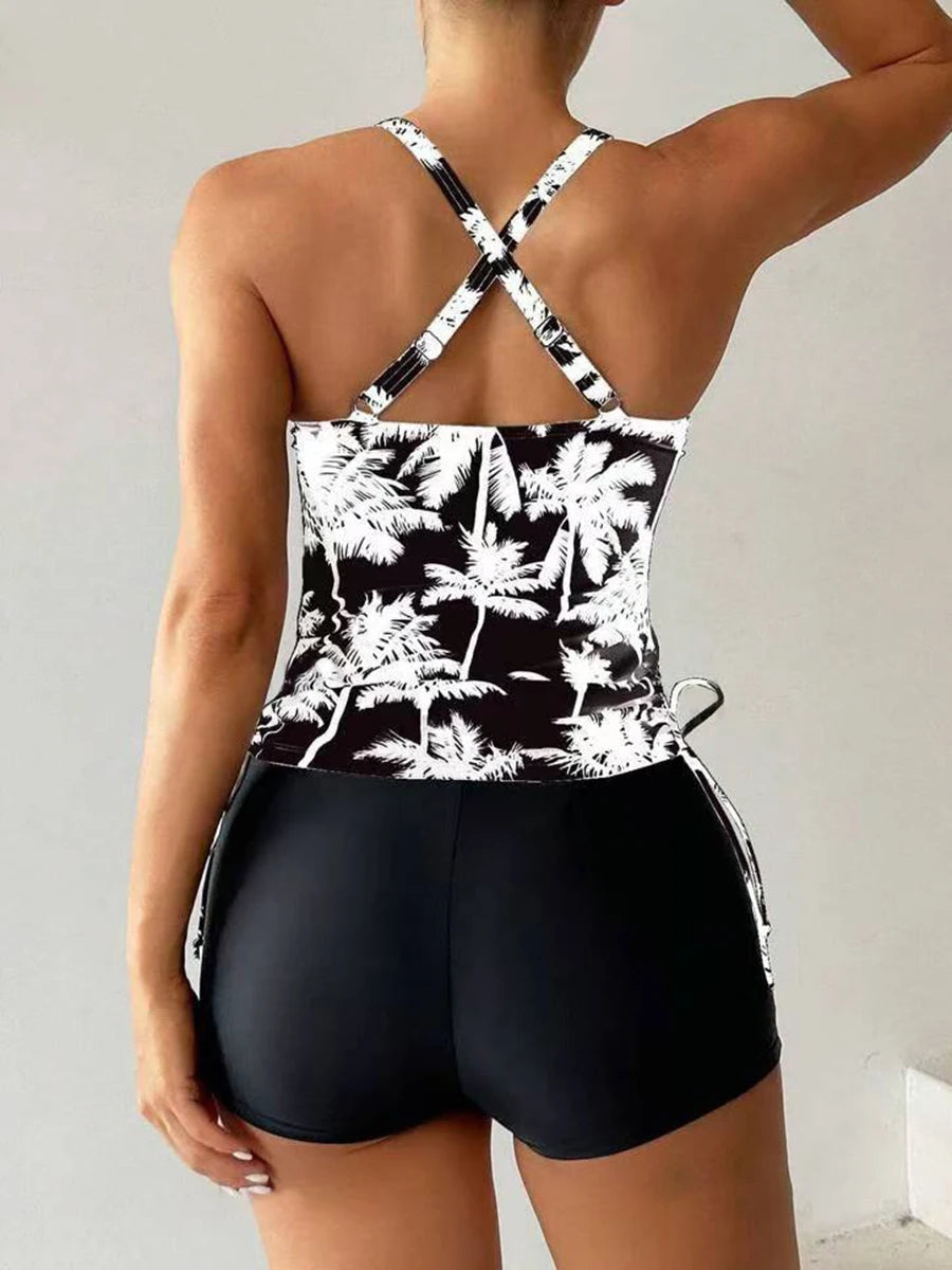 Tankini Two Piece Swimsuit Women 2026 Printed Swimwear Female Bathers Bathing Swimming Swim Suit Beach Wear XXL