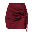 Elegant Stylish Solid Color Ruffle Bodycon Skirt Sexy High Waist Zip Satin Midi Skirt Women Sexy Bodycon Mini Short Skirt
