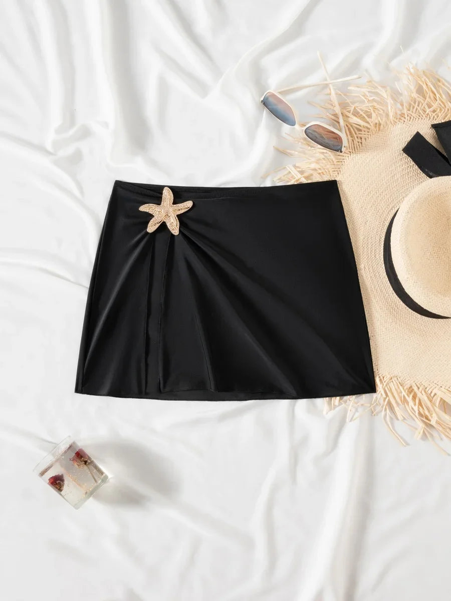 Women's Swimsuit Cover Up Skirts High Slit Swim Beach Sarong Bathing Suit Wrap Skirt with Sartfish