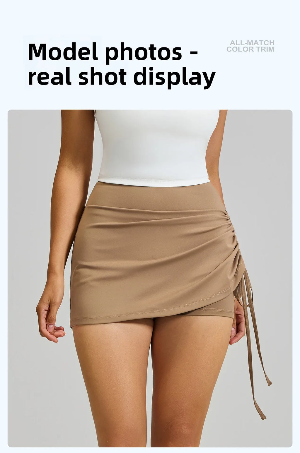 2026 Summer Hot Women's Sports Skirt Anti-running Skirt High Waist Running Shorts Fake Two-piece Yoga Shorts Drawstring Sexy Fit
