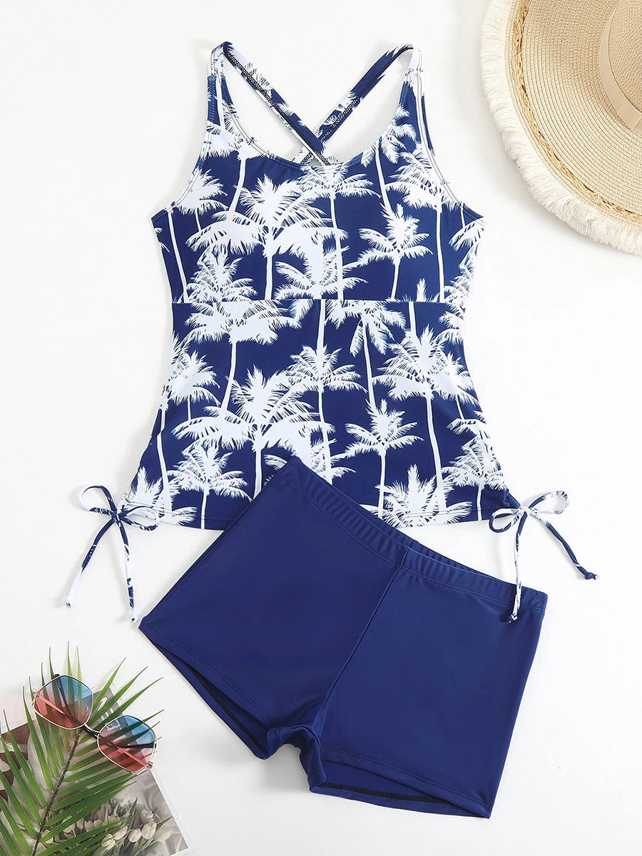 Tankini Two Piece Swimsuit Women 2026 Printed Swimwear Female Bathers Bathing Swimming Swim Suit Beach Wear XXL