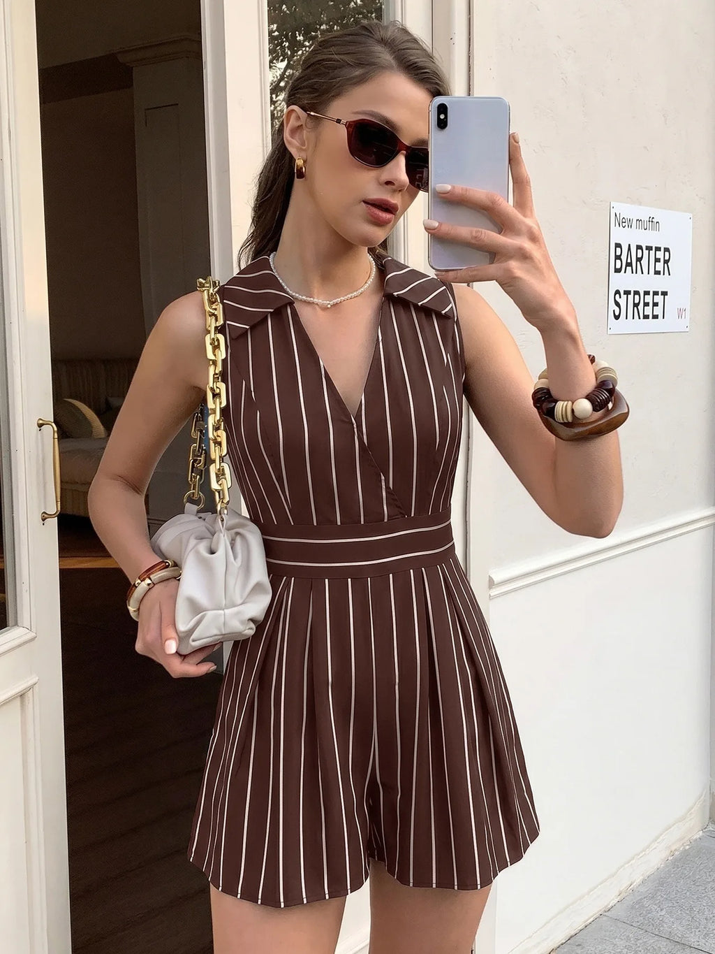 2026 Summer Women Striped Sleeveless V Neck Jumpsuits Elegant Mature Style Casual Short Jumpsuit Ladies One Piece Shorts Outfit