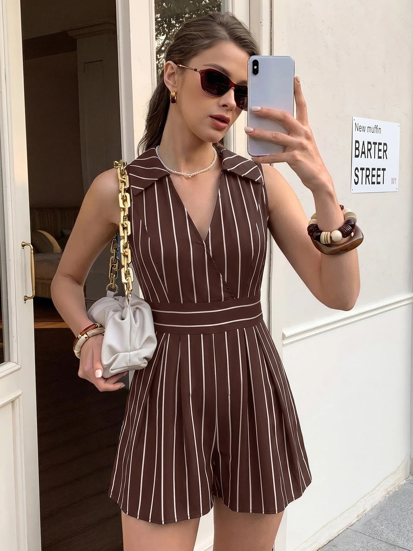 2026 Summer Women Striped Sleeveless V Neck Jumpsuits Elegant Mature Style Casual Short Jumpsuit Ladies One Piece Shorts Outfit