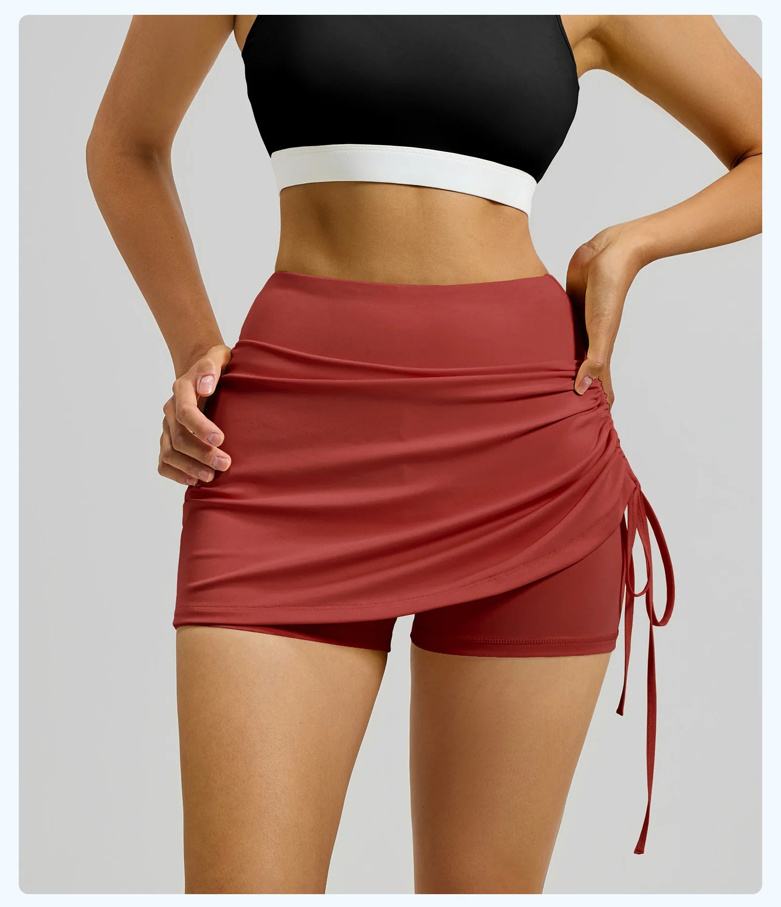 2026 Summer Hot Women's Sports Skirt Anti-running Skirt High Waist Running Shorts Fake Two-piece Yoga Shorts Drawstring Sexy Fit