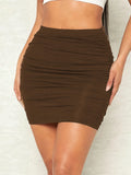 New autumn style sexy women's dress with hip fold and solid color knitted skirt