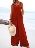 2026 Summer New Loose Wide-Leg Women's Overalls Suspender Casual Simple Jumpsuit