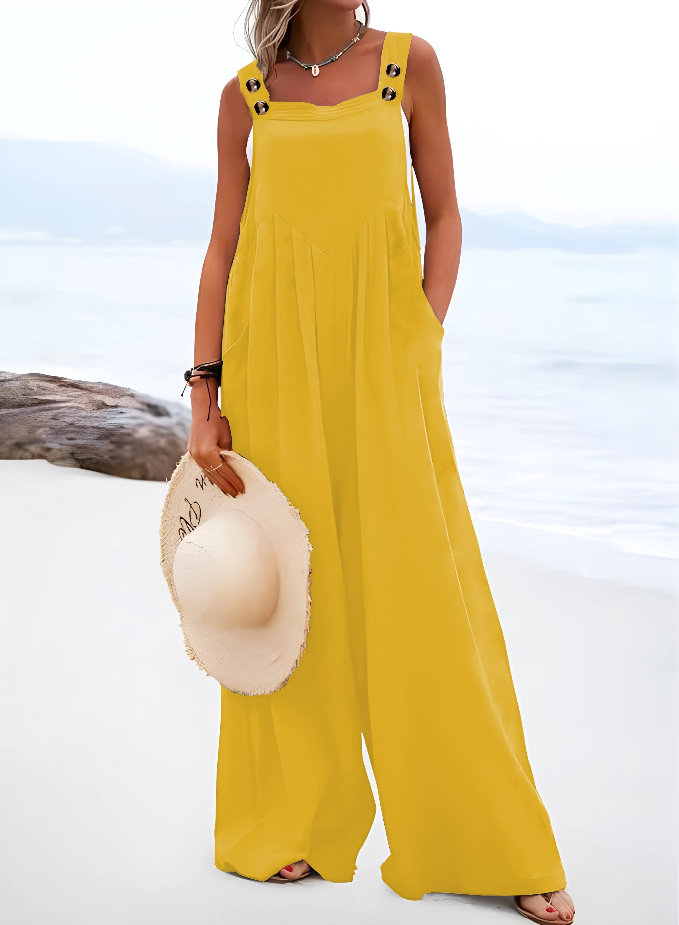 2026 Summer New Loose Wide-Leg Women's Overalls Suspender Casual Simple Jumpsuit