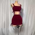 Women Two Piece Sets Skirt Set Sling Tops Sleeveless Short Skirts Hip Wrap Y2k Streetwear Drawstring Party Night Beach Sexy 2026