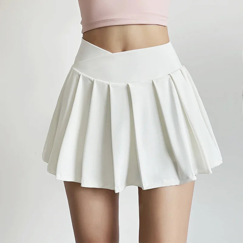 Sports short skirt women summer anti-walk yoga pants running fitness clothes quick dry breathable high waist pleated skirt