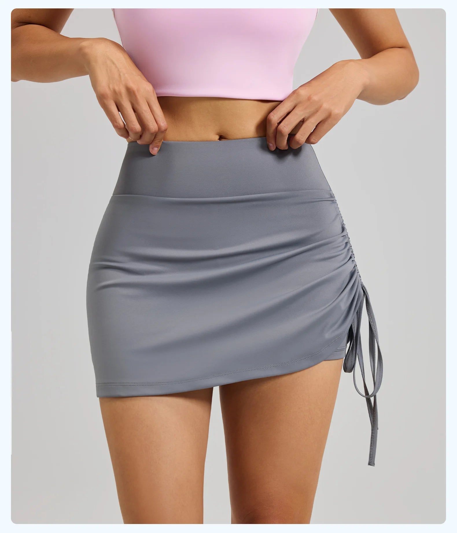 2026 Summer Hot Women's Sports Skirt Anti-running Skirt High Waist Running Shorts Fake Two-piece Yoga Shorts Drawstring Sexy Fit