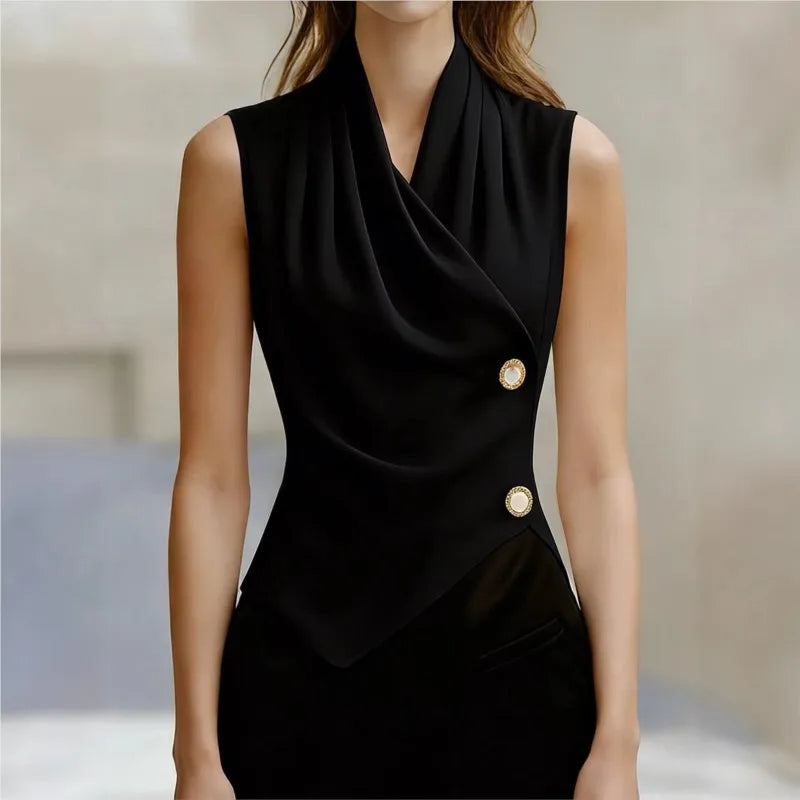 Women's Blouses 2026 New Summer Fashion V-neck Commuter Twist Pleated Sexy Versatile Sleeveless Shirt Casual Tops Women Clothing