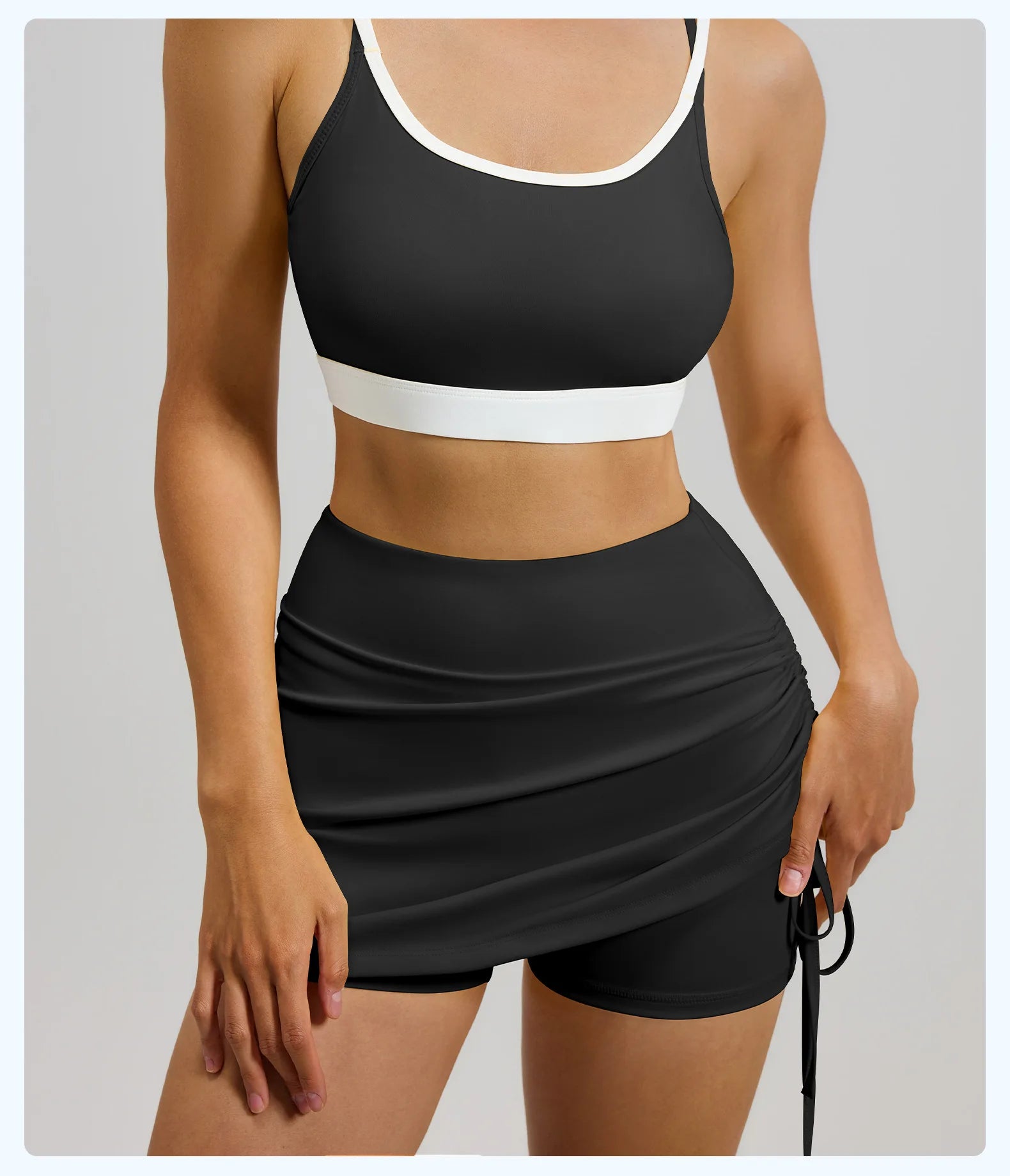 2026 Summer Hot Women's Sports Skirt Anti-running Skirt High Waist Running Shorts Fake Two-piece Yoga Shorts Drawstring Sexy Fit