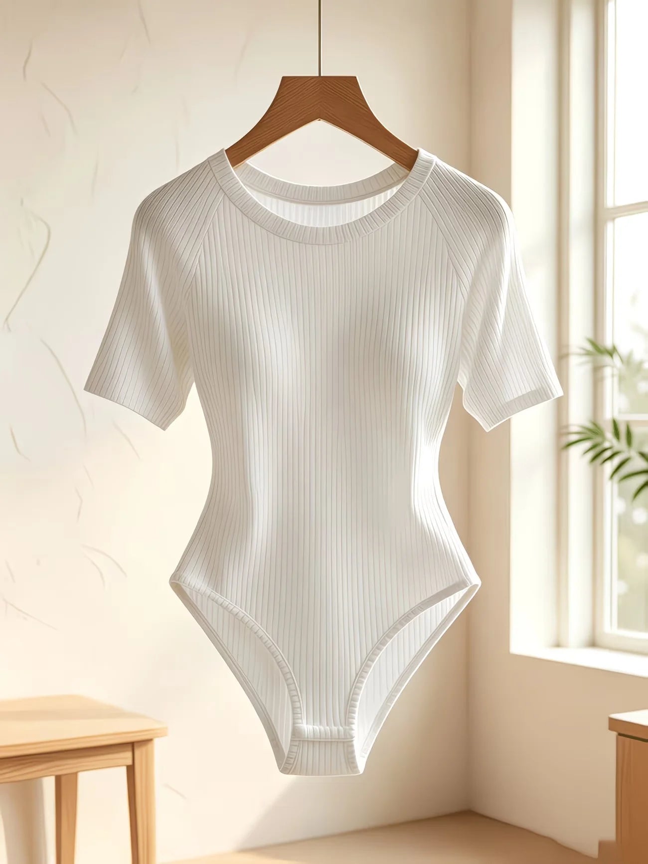 3pcs Women'S Round Neck Short Sleeve Jumpsuit, Basic Casual Style