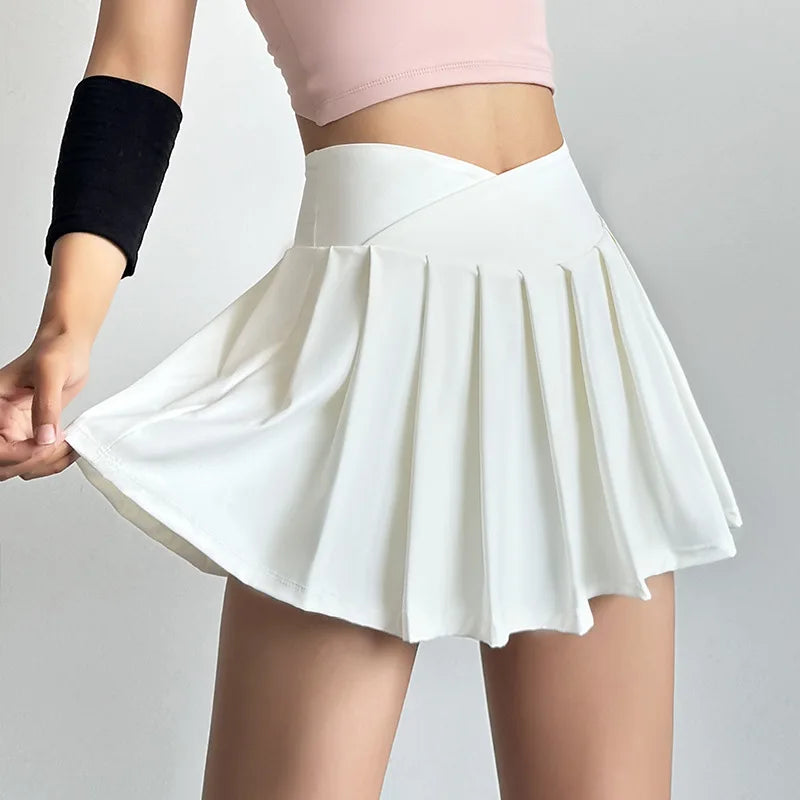 Sports short skirt women summer anti-walk yoga pants running fitness clothes quick dry breathable high waist pleated skirt