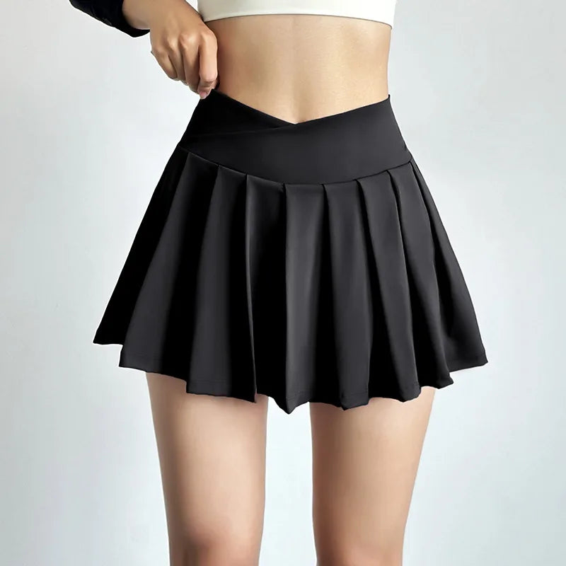 Sports short skirt women summer anti-walk yoga pants running fitness clothes quick dry breathable high waist pleated skirt