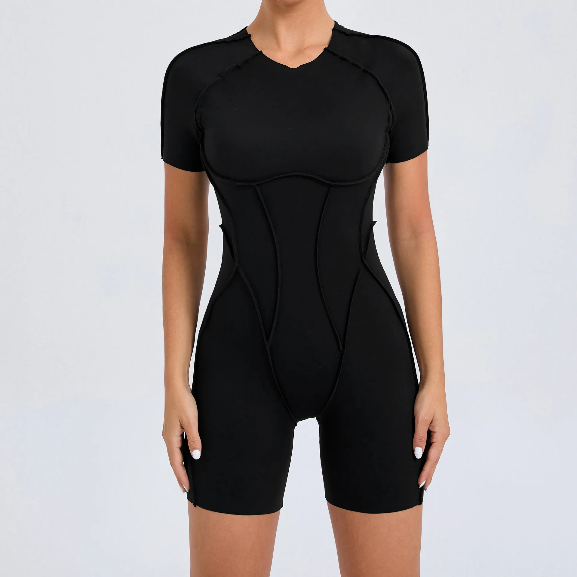 2026 Pad Nylon Women Bodysuit Fitness Yoga Set Splicing Exposed V Butt One-Piece Shorts Set Gym Sports Push Up Cycling Jumpsuit