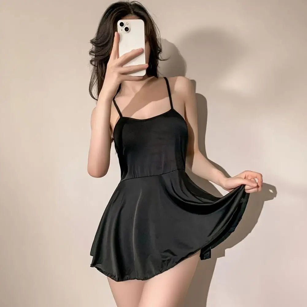 Solid Color Women Nightgown Sexy Sleeveless Scroop Neck Female Sleepwear Spaghetti Strap Nightwear Homewear Pajamas