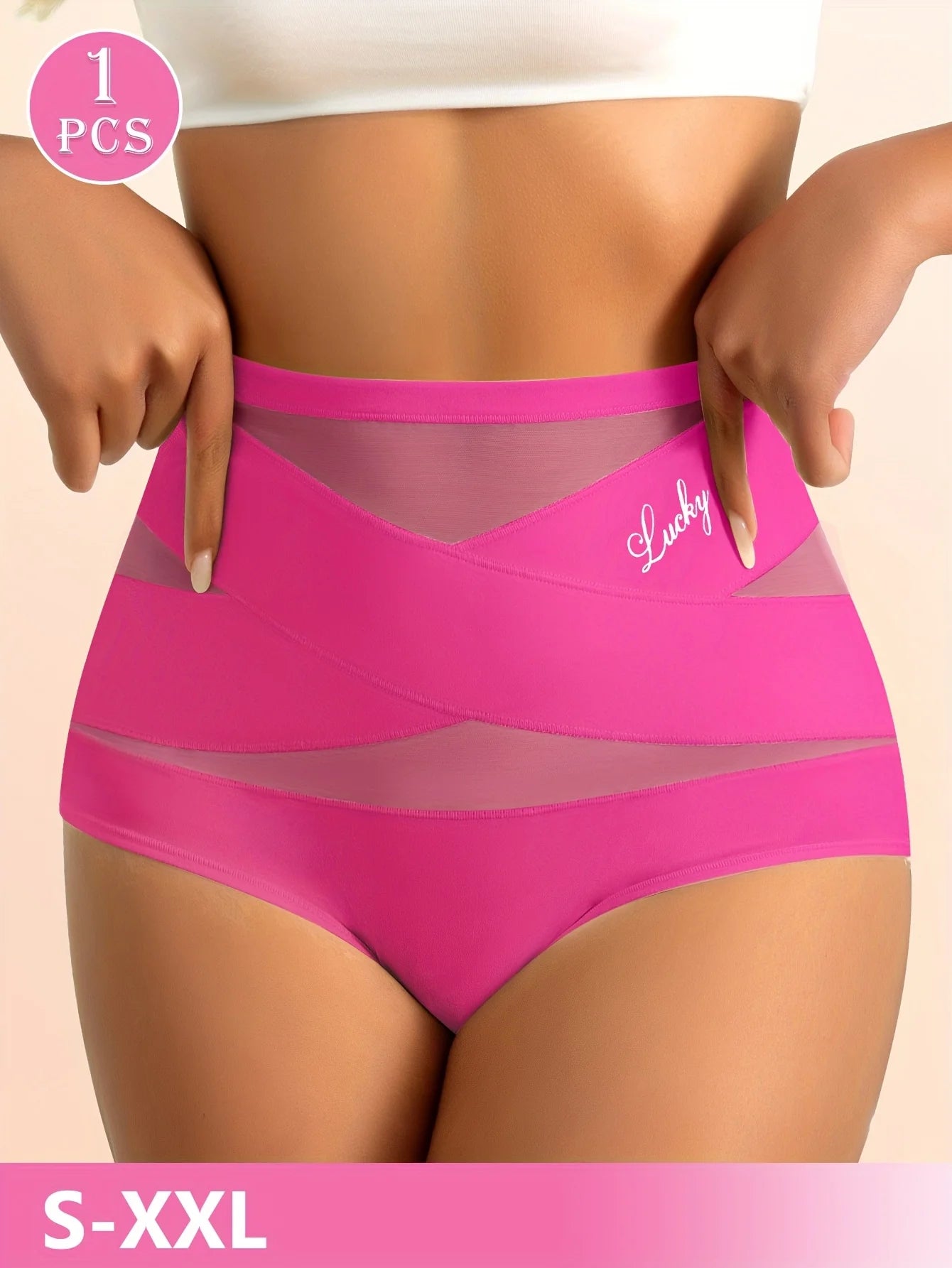 1pcs High Waisted Women's Panties Breathable Mesh Cross Tummy Cinching Ice Silk No Trace Triangle Panties Tummy Tuck Shape
