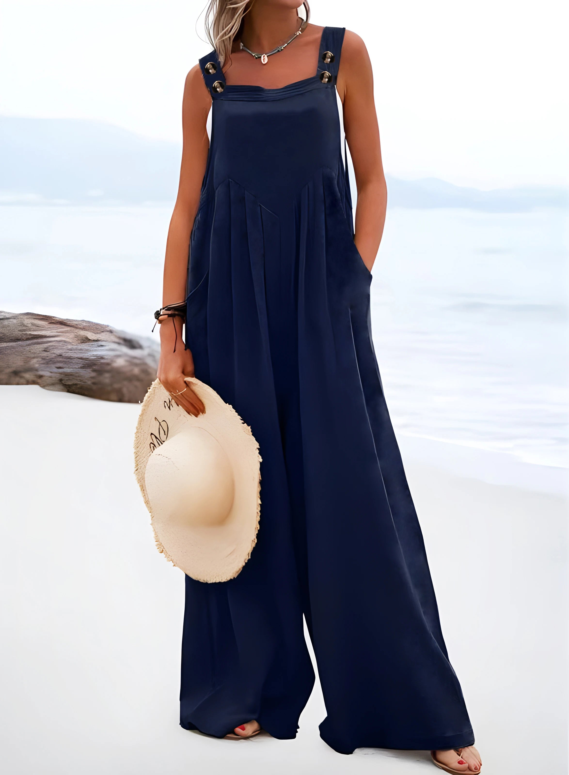 2026 Summer New Loose Wide-Leg Women's Overalls Suspender Casual Simple Jumpsuit
