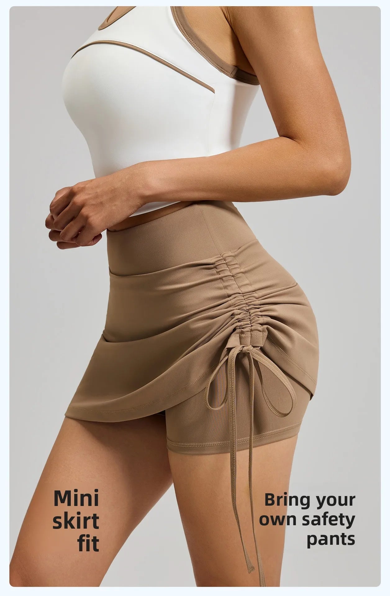 2026 Summer Hot Women's Sports Skirt Anti-running Skirt High Waist Running Shorts Fake Two-piece Yoga Shorts Drawstring Sexy Fit