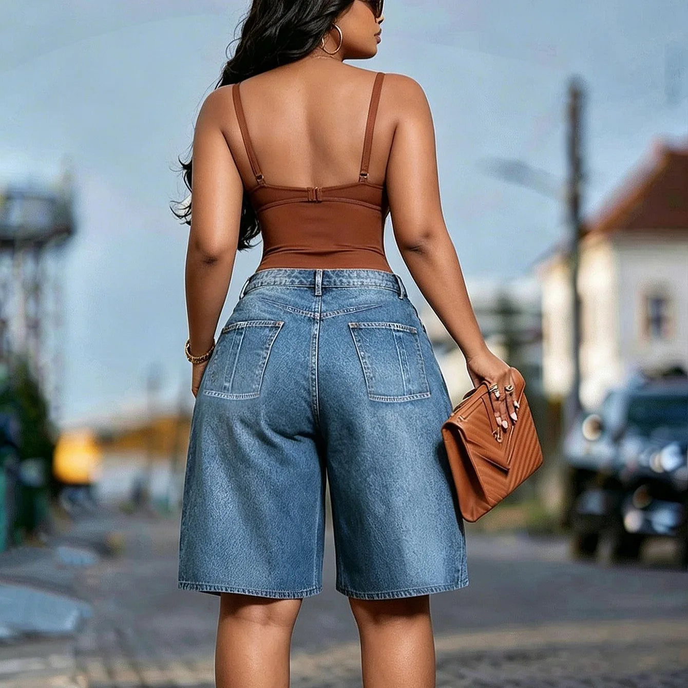 Women Denim Short Pant Jeans Vintage Wide Leg Pants High Waist Straight Trousers Y2k Streetwear Elegant Work Casual Summer