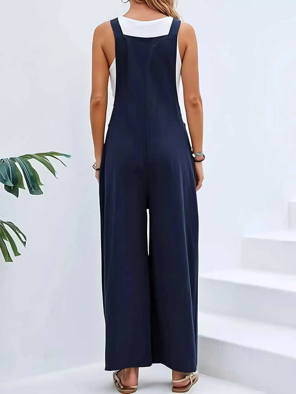 Vacation Style Age Reducing Suspender Overalls for Women, Simple Versatile Loose Slimming Suspender Pants