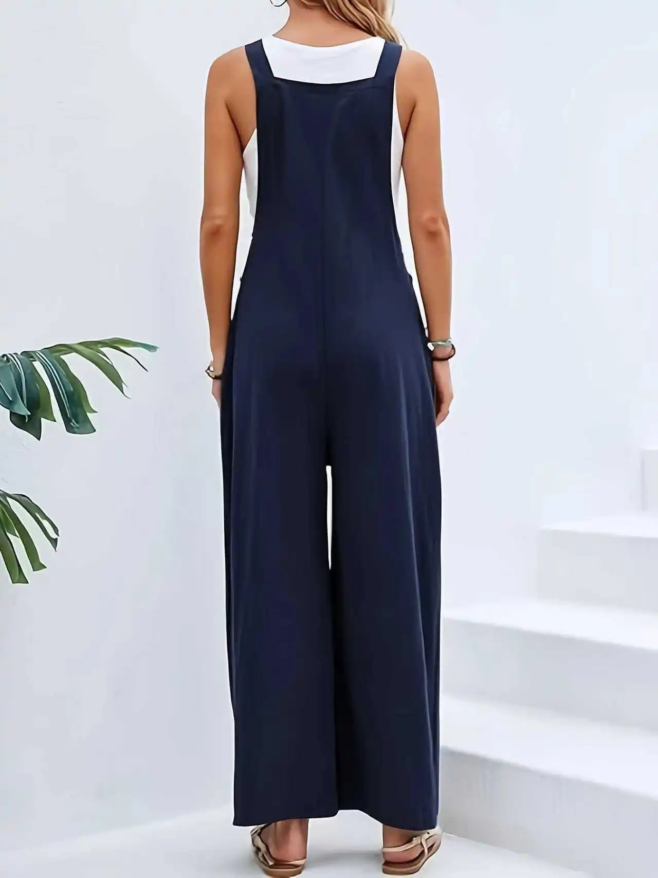 Vacation Style Age Reducing Suspender Overalls for Women, Simple Versatile Loose Slimming Suspender Pants