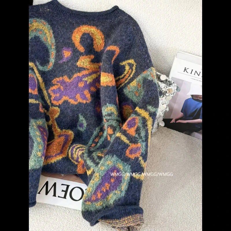 New Sweater Cardigan for Women Winter Thickened Metal le Retro Fashionable Embroidery Soft Glutinous Lazy Knitted Jacket