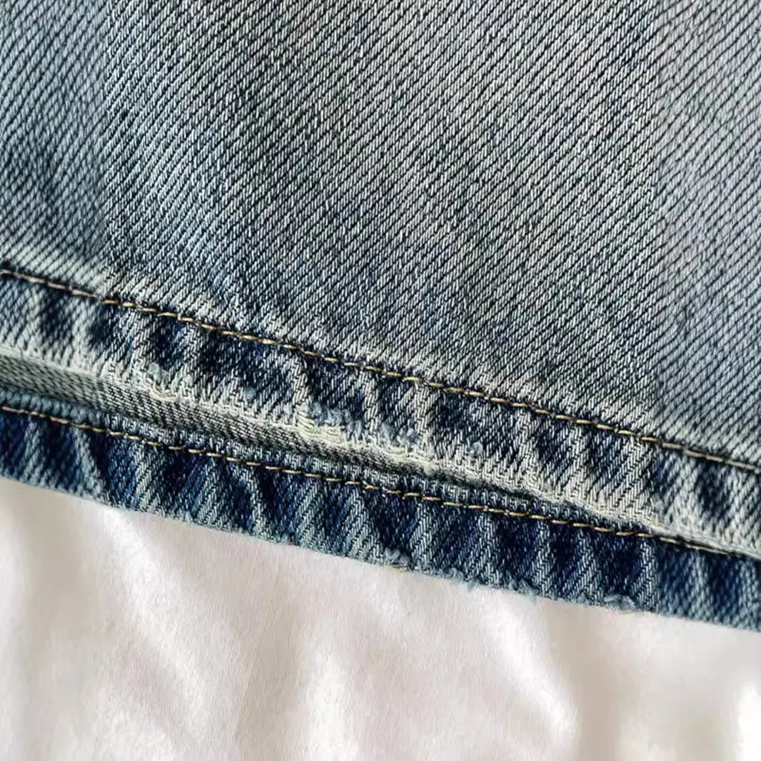 2026 Women Denim Shorts High Waist Vintage Washed Straight Wide Leg Denim Jeans Zipper Closure Knee Length Jeans Short Pants