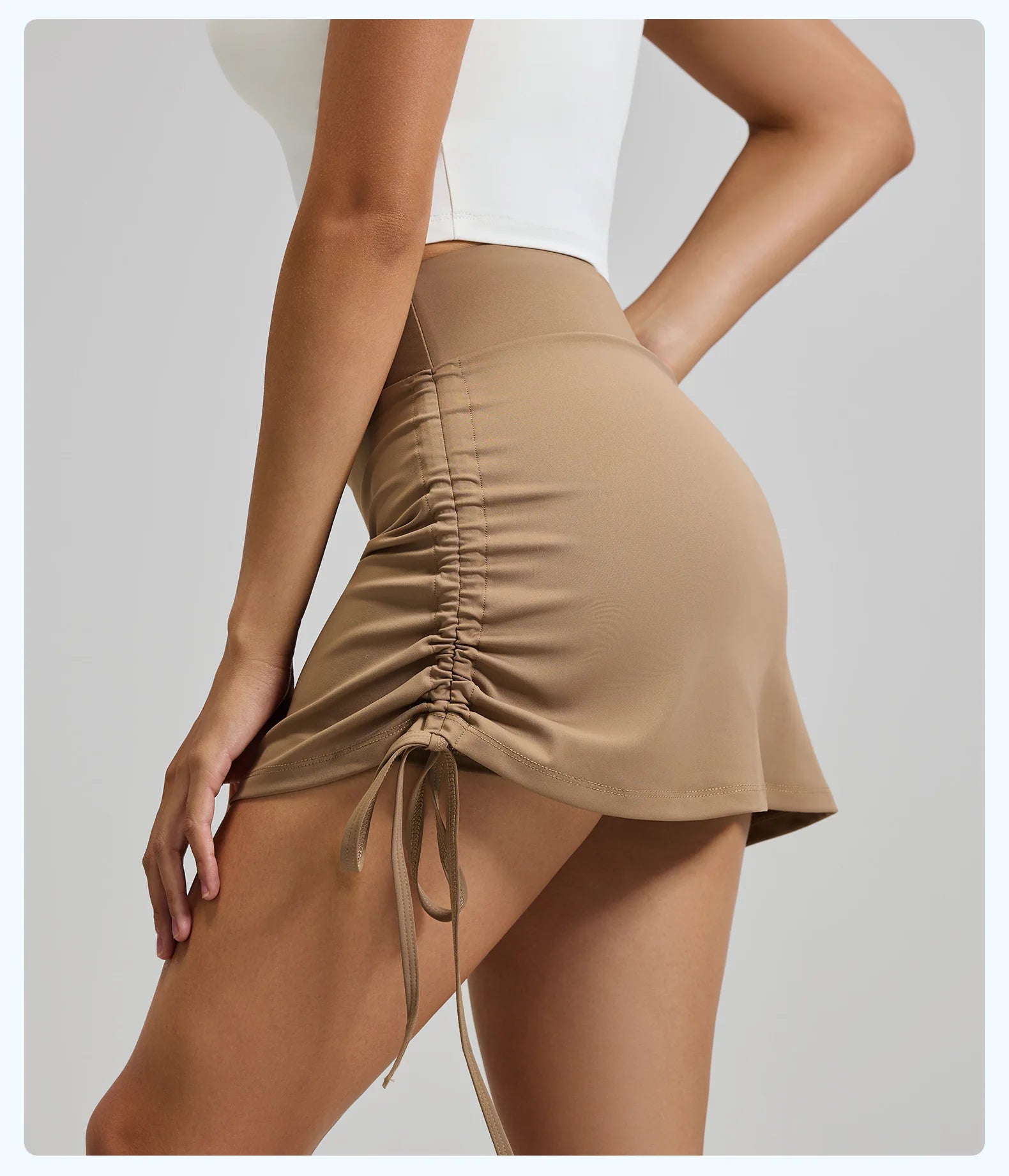 2026 Summer Hot Women's Sports Skirt Anti-running Skirt High Waist Running Shorts Fake Two-piece Yoga Shorts Drawstring Sexy Fit