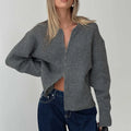 Women's Zip Up Knit Sweater Casual Long Sleeve Mock Neck Open Front Cardigan Winter Fall Outwear Coat Fashion Streetwear