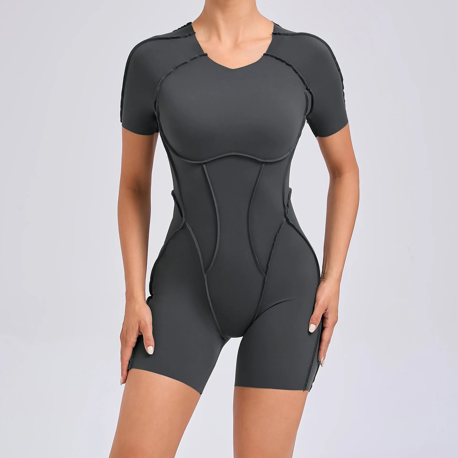 2026 Pad Nylon Women Bodysuit Fitness Yoga Set Splicing Exposed V Butt One-Piece Shorts Set Gym Sports Push Up Cycling Jumpsuit
