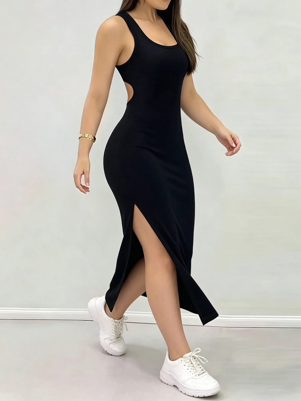 Women's Summer Solid Color Backless Cross-Strap Sexy Dress