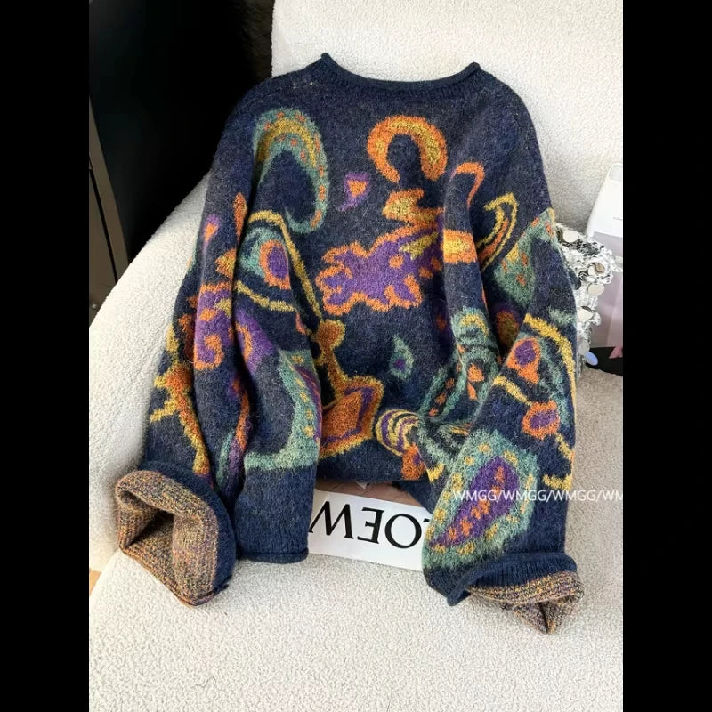 New Sweater Cardigan for Women Winter Thickened Metal le Retro Fashionable Embroidery Soft Glutinous Lazy Knitted Jacket