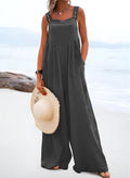 2026 Summer New Loose Wide-Leg Women's Overalls Suspender Casual Simple Jumpsuit