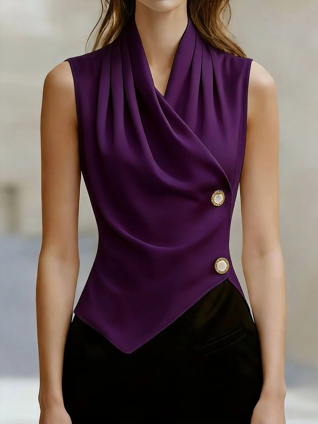 Women's Blouses 2026 New Summer Fashion V-neck Commuter Twist Pleated Sexy Versatile Sleeveless Shirt Casual Tops Women Clothing