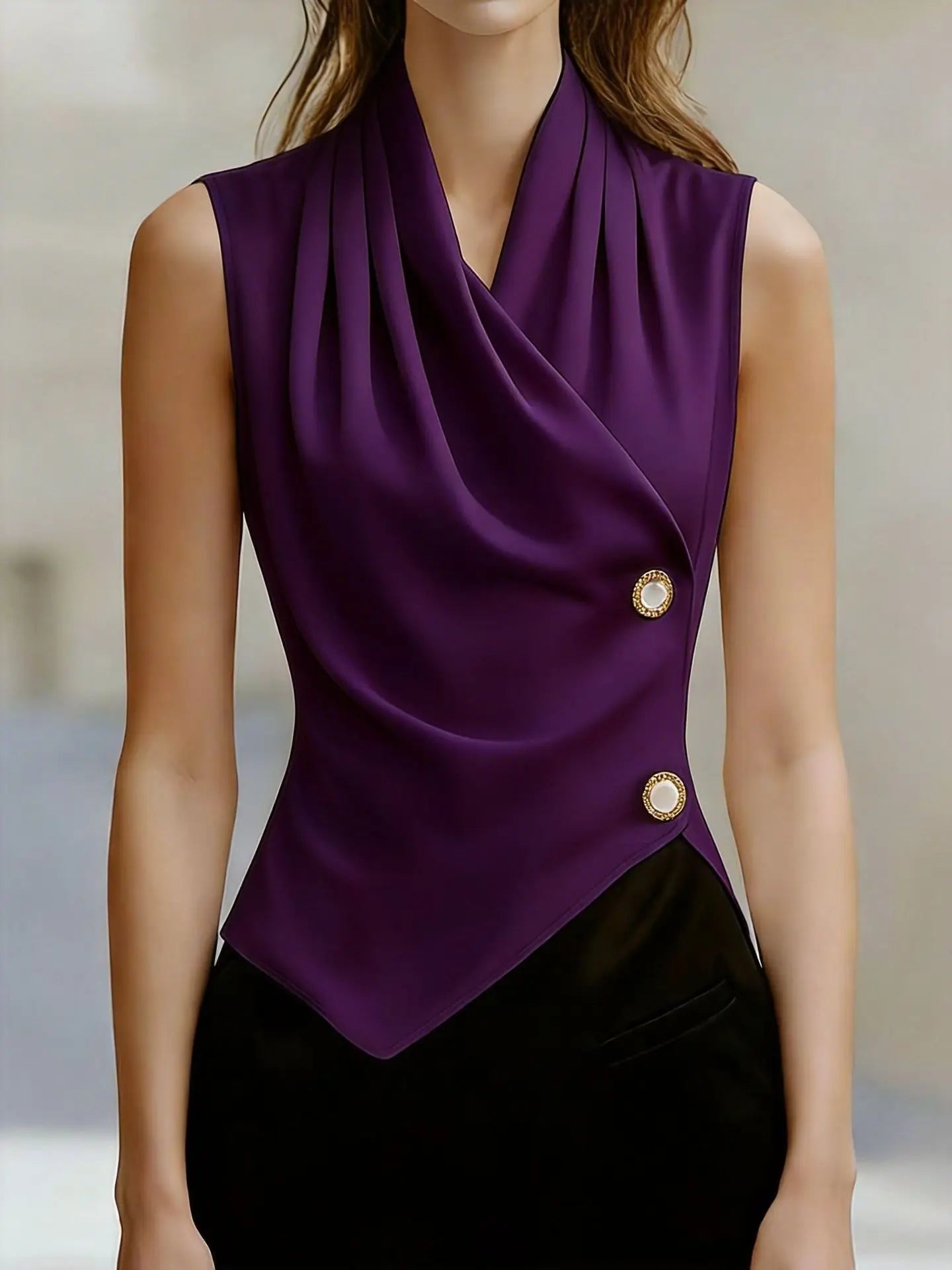 Women's Blouses 2026 New Summer Fashion V-neck Commuter Twist Pleated Sexy Versatile Sleeveless Shirt Casual Tops Women Clothing