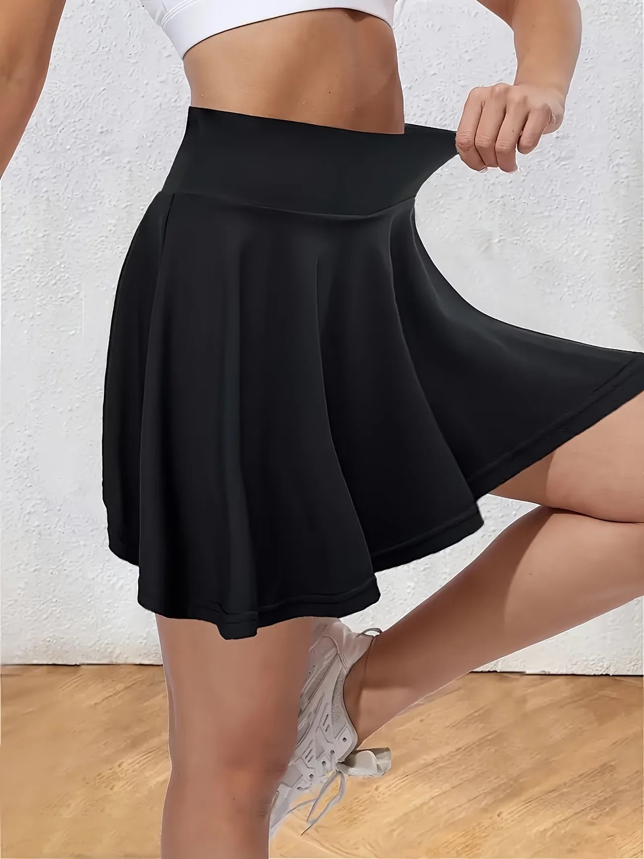 Solid Color Mini Skirt Summer High Waist Sports Skort Built-in Shorts Suitable For Yoga Running Tennis And Other Casual Sports