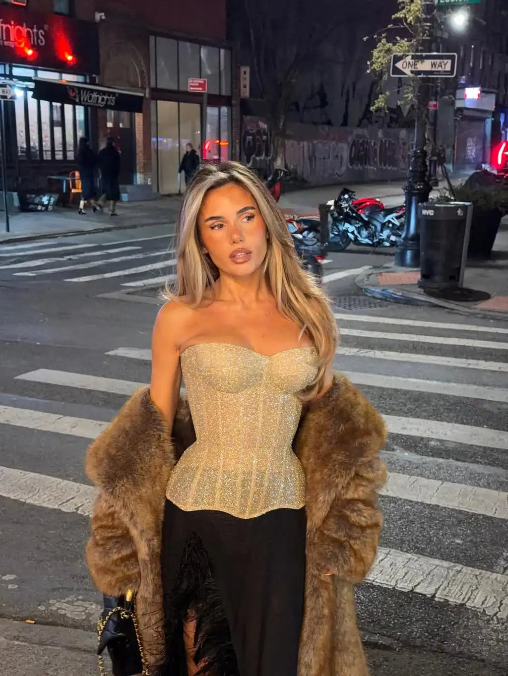 Women Glitter Sequin Fishbone Strapless Top Sexy Off-shoulder Backless Waist Cinching Cropped Blouse 2026 Lady Club Party Tops