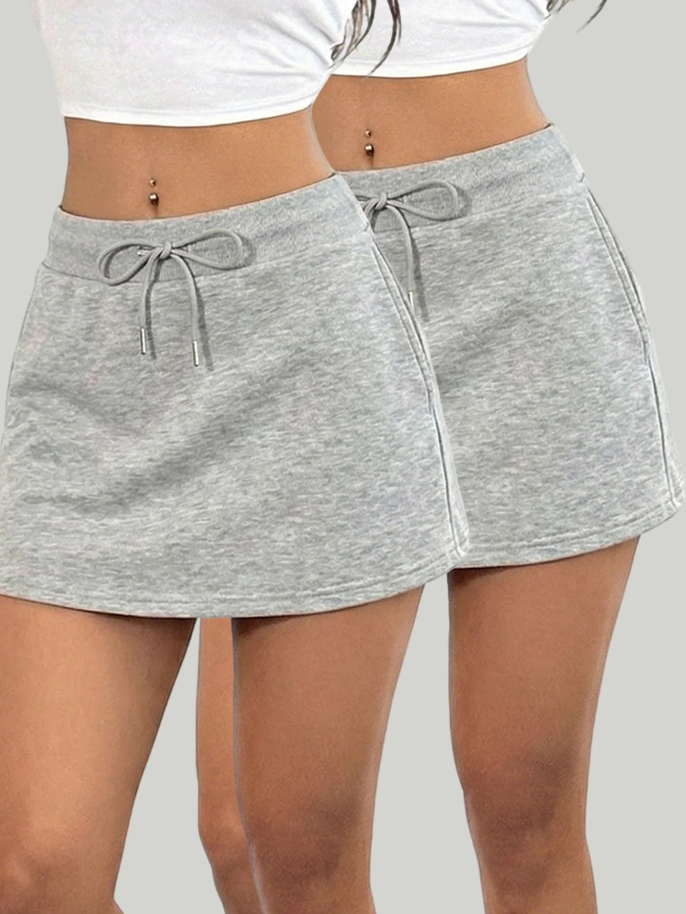 Women's mini short skirt casual drawstring high-waisted short style sportswear dress