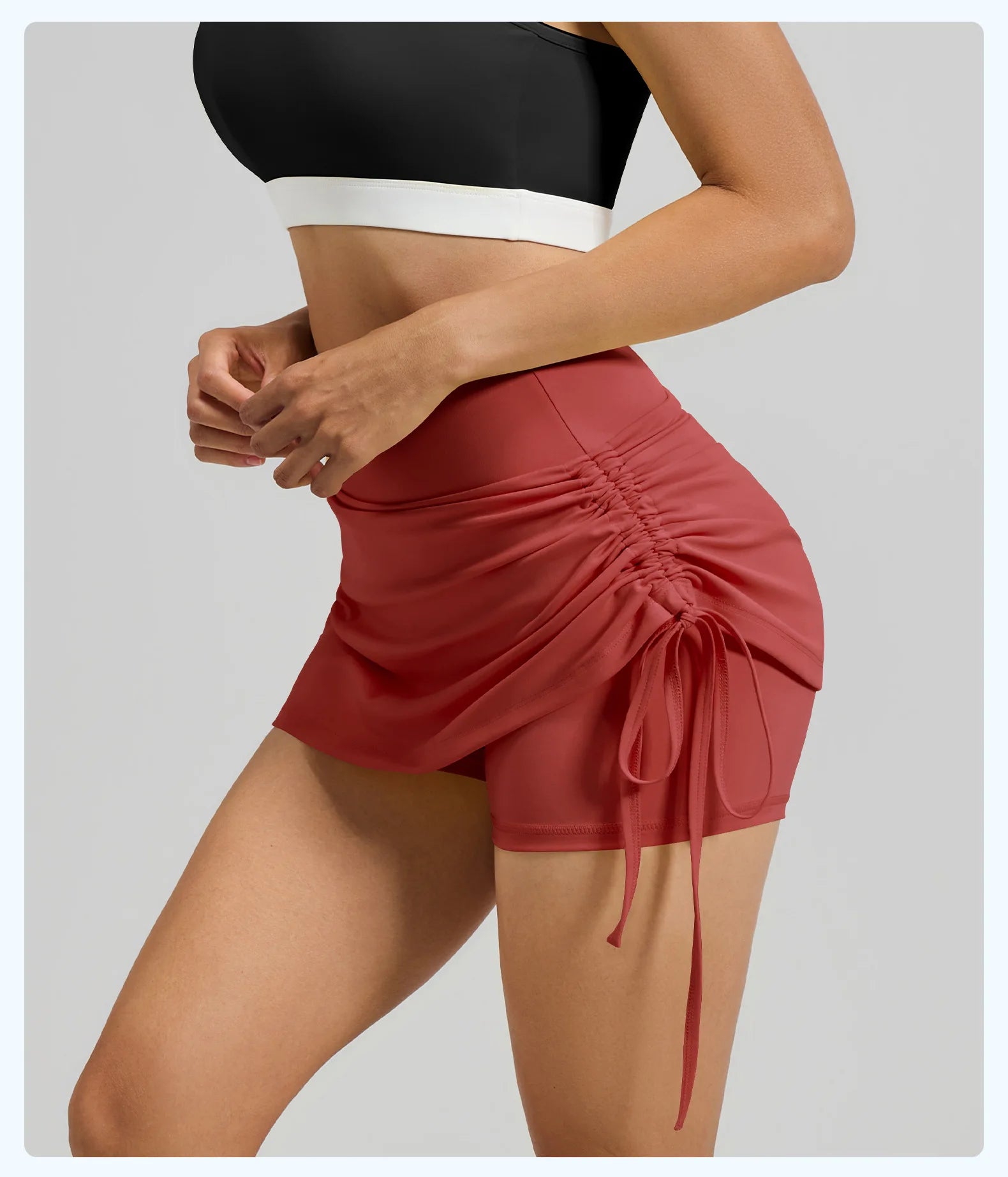 2026 Summer Hot Women's Sports Skirt Anti-running Skirt High Waist Running Shorts Fake Two-piece Yoga Shorts Drawstring Sexy Fit